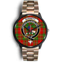 Load image into Gallery viewer, Burnett Ancient Clans ,Black Leather watch, leather steel watch, tartan watch, tartan watches, clan watch, scotland watch, merry christmas, cyber Monday, halloween, black Friday