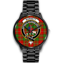 Load image into Gallery viewer, Burnett Ancient Clans ,Black Metal Link watch, leather steel watch, tartan watch, tartan watches, clan watch, scotland watch, merry christmas, cyber Monday, halloween, black Friday