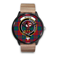 Load image into Gallery viewer, Byres Clans ,Black Metal Link watch, leather steel watch, tartan watch, tartan watches, clan watch, scotland watch, merry christmas, cyber Monday, halloween, black Friday