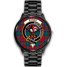 Load image into Gallery viewer, Byres Clans ,Black Metal Link watch, leather steel watch, tartan watch, tartan watches, clan watch, scotland watch, merry christmas, cyber Monday, halloween, black Friday