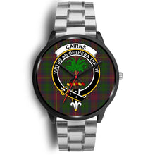 Load image into Gallery viewer, Cairns Clans ,Black Metal Link watch, leather steel watch, tartan watch, tartan watches, clan watch, scotland watch, merry christmas, cyber Monday, halloween, black Friday