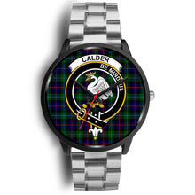 Load image into Gallery viewer, Calder Modern Clans ,Black Metal Link watch, leather steel watch, tartan watch, tartan watches, clan watch, scotland watch, merry christmas, cyber Monday, halloween, black Friday