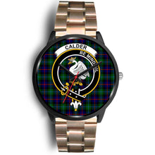 Load image into Gallery viewer, Calder Modern Clans ,Black Leather watch, leather steel watch, tartan watch, tartan watches, clan watch, scotland watch, merry christmas, cyber Monday, halloween, black Friday