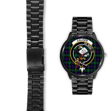 Load image into Gallery viewer, Calder Modern Clans ,Black Leather watch, leather steel watch, tartan watch, tartan watches, clan watch, scotland watch, merry christmas, cyber Monday, halloween, black Friday