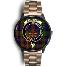 Load image into Gallery viewer, Cameron Clans ,Black Leather watch, leather steel watch, tartan watch, tartan watches, clan watch, scotland watch, merry christmas, cyber Monday, halloween, black Friday