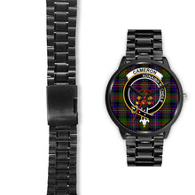 Load image into Gallery viewer, Cameron Clans ,Black Leather watch, leather steel watch, tartan watch, tartan watches, clan watch, scotland watch, merry christmas, cyber Monday, halloween, black Friday