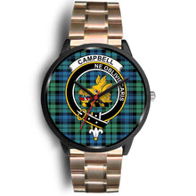 Load image into Gallery viewer, Campbell Ancient 01 Clans ,Black Leather watch, leather steel watch, tartan watch, tartan watches, clan watch, scotland watch, merry christmas, cyber Monday, halloween, black Friday