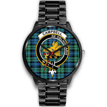 Load image into Gallery viewer, Campbell Ancient 01 Clans ,Black Metal Link watch, leather steel watch, tartan watch, tartan watches, clan watch, scotland watch, merry christmas, cyber Monday, halloween, black Friday