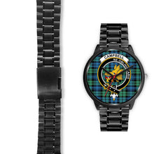 Load image into Gallery viewer, Campbell Ancient 01 Clans ,Black Leather watch, leather steel watch, tartan watch, tartan watches, clan watch, scotland watch, merry christmas, cyber Monday, halloween, black Friday