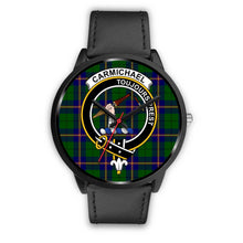 Load image into Gallery viewer, Carmichael Modern Clans ,Black Metal Mesh watch, leather steel watch, tartan watch, tartan watches, clan watch, scotland watch, merry christmas, cyber Monday, halloween, black Friday