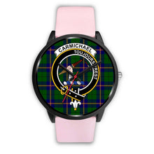Load image into Gallery viewer, Carmichael Modern Clans ,Silver Metal Link watch, leather steel watch, tartan watch, tartan watches, clan watch, scotland watch, merry christmas, cyber Monday, halloween, black Friday