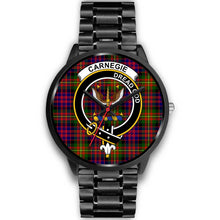 Load image into Gallery viewer, Carnegie Clans ,Black Metal Link watch, leather steel watch, tartan watch, tartan watches, clan watch, scotland watch, merry christmas, cyber Monday, halloween, black Friday