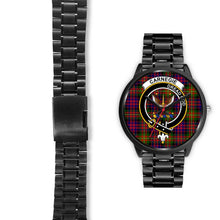 Load image into Gallery viewer, Carnegie Clans ,Black Leather watch, leather steel watch, tartan watch, tartan watches, clan watch, scotland watch, merry christmas, cyber Monday, halloween, black Friday