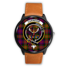 Load image into Gallery viewer, Carnegie Clans ,Pink Leather watch, leather steel watch, tartan watch, tartan watches, clan watch, scotland watch, merry christmas, cyber Monday, halloween, black Friday