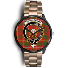 Load image into Gallery viewer, Carruthers Modern Clans ,Black Leather watch, leather steel watch, tartan watch, tartan watches, clan watch, scotland watch, merry christmas, cyber Monday, halloween, black Friday