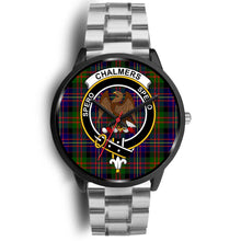 Load image into Gallery viewer, Chalmers Modern Clans ,Black Metal Link watch, leather steel watch, tartan watch, tartan watches, clan watch, scotland watch, merry christmas, cyber Monday, halloween, black Friday