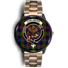 Load image into Gallery viewer, Chalmers Modern Clans ,Black Leather watch, leather steel watch, tartan watch, tartan watches, clan watch, scotland watch, merry christmas, cyber Monday, halloween, black Friday