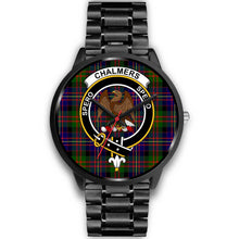 Load image into Gallery viewer, Chalmers Modern Clans ,Black Metal Link watch, leather steel watch, tartan watch, tartan watches, clan watch, scotland watch, merry christmas, cyber Monday, halloween, black Friday