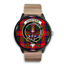 Load image into Gallery viewer, Charteris District Clans ,Black Metal Link watch, leather steel watch, tartan watch, tartan watches, clan watch, scotland watch, merry christmas, cyber Monday, halloween, black Friday