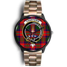 Load image into Gallery viewer, Charteris District Clans ,Brown Leather watch, leather steel watch, tartan watch, tartan watches, clan watch, scotland watch, merry christmas, cyber Monday, halloween, black Friday