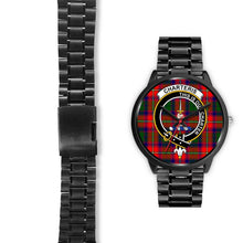 Load image into Gallery viewer, Charteris District Clans ,Black Leather watch, leather steel watch, tartan watch, tartan watches, clan watch, scotland watch, merry christmas, cyber Monday, halloween, black Friday