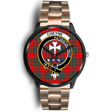 Load image into Gallery viewer, Cheyne Tartan Clans ,Black Leather watch, leather steel watch, tartan watch, tartan watches, clan watch, scotland watch, merry christmas, cyber Monday, halloween, black Friday
