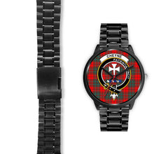 Load image into Gallery viewer, Cheyne Tartan Clans ,Black Leather watch, leather steel watch, tartan watch, tartan watches, clan watch, scotland watch, merry christmas, cyber Monday, halloween, black Friday
