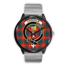 Load image into Gallery viewer, Chisholm Ancient Clans ,Silver Metal Link watch, leather steel watch, tartan watch, tartan watches, clan watch, scotland watch, merry christmas, cyber Monday, halloween, black Friday