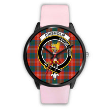 Load image into Gallery viewer, Chisholm Ancient Clans ,Black Metal Mesh watch, leather steel watch, tartan watch, tartan watches, clan watch, scotland watch, merry christmas, cyber Monday, halloween, black Friday