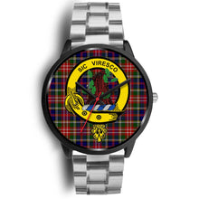 Load image into Gallery viewer, Christie Clans ,Black Metal Link watch, leather steel watch, tartan watch, tartan watches, clan watch, scotland watch, merry christmas, cyber Monday, halloween, black Friday