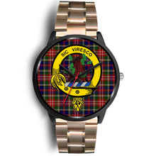 Load image into Gallery viewer, Christie Clans ,Black Leather watch, leather steel watch, tartan watch, tartan watches, clan watch, scotland watch, merry christmas, cyber Monday, halloween, black Friday