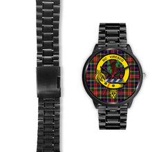 Load image into Gallery viewer, Christie Clans ,Black Leather watch, leather steel watch, tartan watch, tartan watches, clan watch, scotland watch, merry christmas, cyber Monday, halloween, black Friday