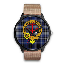 Load image into Gallery viewer, Clark Clans ,Brown Leather watch, leather steel watch, tartan watch, tartan watches, clan watch, scotland watch, merry christmas, cyber Monday, halloween, black Friday