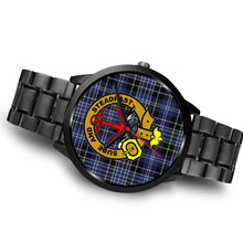 Load image into Gallery viewer, Clark Clans ,Brown Leather watch, leather steel watch, tartan watch, tartan watches, clan watch, scotland watch, merry christmas, cyber Monday, halloween, black Friday