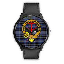 Load image into Gallery viewer, Clark Clans ,Black Metal Mesh watch, leather steel watch, tartan watch, tartan watches, clan watch, scotland watch, merry christmas, cyber Monday, halloween, black Friday