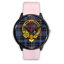 Load image into Gallery viewer, Clark Clans ,Silver Metal Link watch, leather steel watch, tartan watch, tartan watches, clan watch, scotland watch, merry christmas, cyber Monday, halloween, black Friday