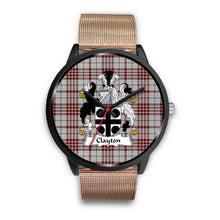 Load image into Gallery viewer, Clayton Clans ,Brown Leather watch, leather steel watch, tartan watch, tartan watches, clan watch, scotland watch, merry christmas, cyber Monday, halloween, black Friday