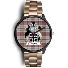 Load image into Gallery viewer, Clayton Clans ,Black Leather watch, leather steel watch, tartan watch, tartan watches, clan watch, scotland watch, merry christmas, cyber Monday, halloween, black Friday