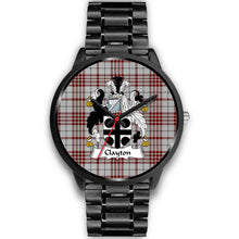 Load image into Gallery viewer, Clayton Clans ,Black Metal Link watch, leather steel watch, tartan watch, tartan watches, clan watch, scotland watch, merry christmas, cyber Monday, halloween, black Friday