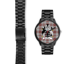 Load image into Gallery viewer, Clayton Clans ,Black Leather watch, leather steel watch, tartan watch, tartan watches, clan watch, scotland watch, merry christmas, cyber Monday, halloween, black Friday
