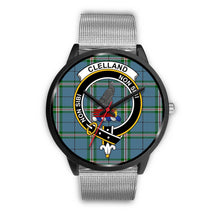 Load image into Gallery viewer, Clelland Clans ,Rose Gold Metal Link watch, leather steel watch, tartan watch, tartan watches, clan watch, scotland watch, merry christmas, cyber Monday, halloween, black Friday