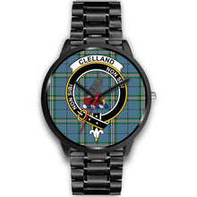 Load image into Gallery viewer, Clelland Clans ,Black Metal Link watch, leather steel watch, tartan watch, tartan watches, clan watch, scotland watch, merry christmas, cyber Monday, halloween, black Friday