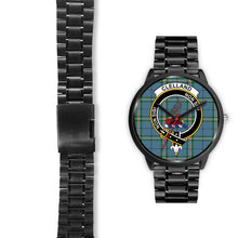 Load image into Gallery viewer, Clelland Clans ,Black Leather watch, leather steel watch, tartan watch, tartan watches, clan watch, scotland watch, merry christmas, cyber Monday, halloween, black Friday