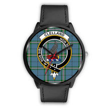 Load image into Gallery viewer, Clelland Clans ,Black Metal Mesh watch, leather steel watch, tartan watch, tartan watches, clan watch, scotland watch, merry christmas, cyber Monday, halloween, black Friday