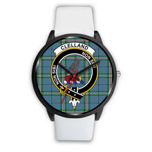 Load image into Gallery viewer, Clelland Clans ,Silver Metal Mesh watch, leather steel watch, tartan watch, tartan watches, clan watch, scotland watch, merry christmas, cyber Monday, halloween, black Friday