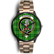 Load image into Gallery viewer, Clephan (or Clephane) Clans ,Black Leather watch, leather steel watch, tartan watch, tartan watches, clan watch, scotland watch, merry christmas, cyber Monday, halloween, black Friday