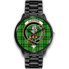 Load image into Gallery viewer, Clephan (or Clephane) Clans ,Black Metal Link watch, leather steel watch, tartan watch, tartan watches, clan watch, scotland watch, merry christmas, cyber Monday, halloween, black Friday