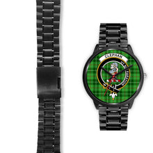 Load image into Gallery viewer, Clephan (or Clephane) Clans ,Black Leather watch, leather steel watch, tartan watch, tartan watches, clan watch, scotland watch, merry christmas, cyber Monday, halloween, black Friday