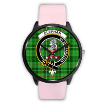 Load image into Gallery viewer, Clephan (or Clephane) Clans ,Silver Metal Link watch, leather steel watch, tartan watch, tartan watches, clan watch, scotland watch, merry christmas, cyber Monday, halloween, black Friday