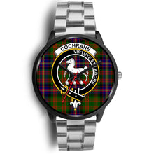 Load image into Gallery viewer, Cochrane Modern Clans ,Black Metal Link watch, leather steel watch, tartan watch, tartan watches, clan watch, scotland watch, merry christmas, cyber Monday, halloween, black Friday